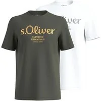 s.Oliver T-Shirt mit Metallic-Logo-Aufdruck im 2er Pack