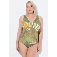 Ulla Popken Badeanzug Badeanzug Jungle ohne Softcups V-Ausschnitt