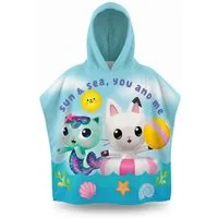 Gabby's Dollhouse Badeponcho Gabbys Dollhouse Kinder Poncho Badeponcho 100% Baumwolle, Baumwolle, Kapuze