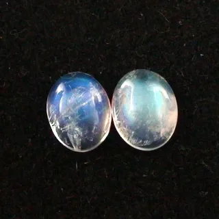 2,72 + 2,67 ct. Mondsteine mit  Blautönen - Mondsteine Pärchen mit Zertifikat
