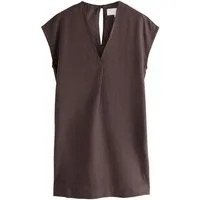 Next Minikleid Kurzärmeliges Kaftan-Minikleid mit V-Ausschnitt (1-tlg)