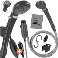 monzana Bewässerungsschlauch, Campingdusche Gartendusche 12V KFZ-Adapter mit Pumpe 2m Schlauch