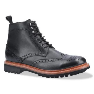 Cotswold Mens Rissington Commando Lace Up Leder Kleid Stiefel (Schwarz)