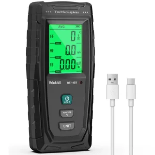 ERICKHILL RT-100S 3 in 1 EMF Meter Electric Magnetic RF Fields Detector Instant Readings Color-Coded Display with Triple