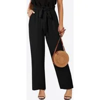 Imily Bela Palazzohose Damen Hochtaillierte Hose mit Bindegürtel (Packung, 1-tlg., 1per-Pack) Einfarbig