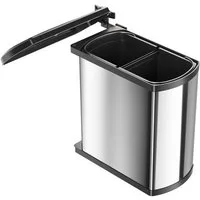 Hailo Einbaumülleimer Hailo Abfallsammler 3416101 MF Swing bs Duo 16 Liter Edelstahl schwarz, 3416101 für Schrankbreite ab 450 mm mit Drehtür