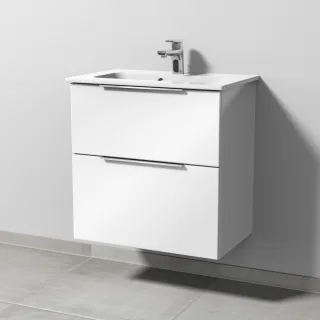 Sanipa 3way Waschtischunterbau zu Duravit ME by Starck Waschtisch mit 2 Auszügen, Weiß-Glanz UF72278
