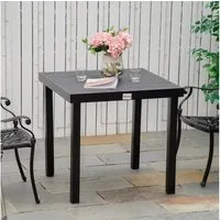 Outsunny Gartentisch für 4 Personen Gartenmöbel Loungemöbel pflegeleicht Kunststoff (Aluminiumtisch, 1-St., Esstisch), Aluminium Schwarz 78L x 78B x 74H cm