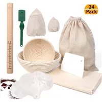 OSTWOLKE Gärkorb Gärkörbchen Rund Proofing Baskets 16+22cm mit Bäckermesser Nudelholz, (1-tlg)