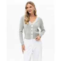 Passioni Cardigan in Olivgrün mit Glitzersteinen Grüner Cardigan mit schönen Glitzersteinen und edlen Knöpfen