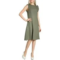 Caspar Sommerkleid SKL012 knielanges leichtes Damen Sommer Leinenkleid mit Wellenkragen Luftig leicht, figurumspielende Form