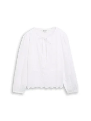 Tom Tailor - Bluse mit Lochstickerei white - Gr. - 36