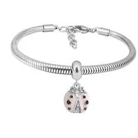 BUNGSA Armband Armband Re Schlangenkette mit Anhänger "Käfer" Silber Edelstahl Damen (1 Armband, 1-tlg), Bracelet Armschmuck