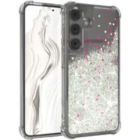 EAZY CASE Handyhülle Liquid Glittery Case für Samsung Galaxy S24 FE 6,7 Zoll, Kratzfeste Silikonhülle stoßfestes Back Cover Phone Case Etui Silber