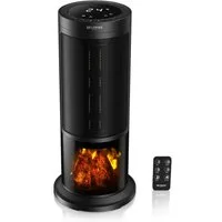 Brandson Heizlüfter mit Kaminfeuer-Effekt, Heizgerät, Timer, Oszillation, Fernbedienung, 1800 W, Preisträger 2025, Thermostat, Energiesparend, Badezimmer Heizung