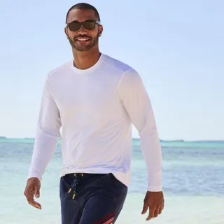 Langarm-Badeshirt, Herren,  Weiß, by Lands' End