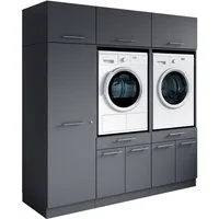 Laundreezy Mehrzweckschrank-Set Laundreezy, 6-tlg. Mehrzweckschrank-Set B/H/T 186/200/68 cm, (6-St), Breite 186 cm, Soft-Close-Funktion, höhenverstellbare Füße