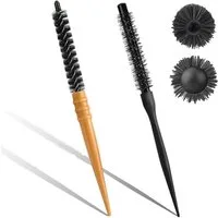 LuxusKollektion Rundbürste 2er Set Rundbürste Mini Fönbürste für Locken & Volumen, Holz, 2-tlg.