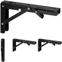 relaxdays Wandregalhalter Klappbare Regalträger 4er Set, schwarz