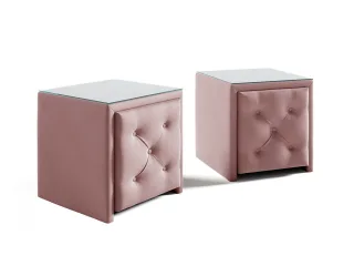 Nachttisch Nachtkonsole 2er Set ERNESTO 50x50cm in Stoff Elisa Velvet Altrosa