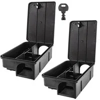 Petigi Lebendfalle 2x Köderstation Ratten Mäuse Köderbox Mausfalle Rattenköderbox
