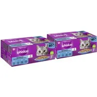 Whiskas WHISKAS® Katzenfutter Nassfutter Fisch Auswahl in Gelee 2 x 40 x 85g, Nassfutter für: Katze