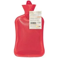 DocMed Wärmflasche mit kräftiger Doppellamellen-Qualität, (mit Praktischer Aufhängeöse, Leuchtend rote Farbe), Fassungsvermögen von 2 Litern