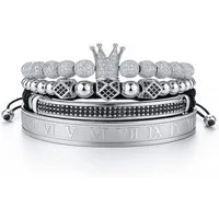 UNIQAL.de Edelstahlarmband Set Edelstahlarmband SET Herren "ROYAL KING" vergoldet - Set 4-Armbänder (Edelstahl, Casual Style, handgefertigt), mit Zirkonia