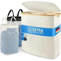 Möbel Akut Wäschekorb Hochwertiger Wäschekorb beige140 L Stoff 2 Fächer