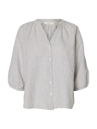 selected women - SLWCLEO-ALBERTA LINEN BLEND SHIRT NOOS Bright White - Gr. - 34