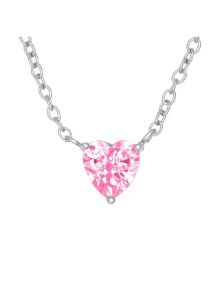Fashionbox Kette rhodiniert mit Herzanhänger Zirkonia pink