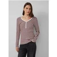 s.Oliver Langarmshirt T-Shirt Ripp-Langarmshirt mit Knopfleiste im Slim Fit