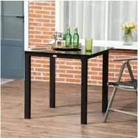 Outsunny Gartentisch Quadratischer Esstisch für Garten, Balkontisch für 4 Personen (Terrassentisch, 1-St., Balkontisch), Alu, Schwarz, 80 x 80 x 74 cm