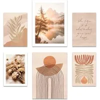 ARTFAVES Bilder-Collage Poster Set Abstract Boho I mehrteilige Bilderwand I Wandbilder Boho, (Wandbilder modern, 6 St)
