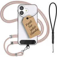 EAZY CASE Handykette Universal Handykette für alle Modelle zum Umhängen, Handy Kordel plus Handband Universal passend Schwarz Rosé Rosegold