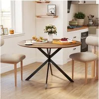 HOMCOM Esstisch Küchentisch im Industriestil mit Stahlbeinen für 4 Personen (für Esszimmer, Küche, Wohnzimmer, 1-St., rund, 120 x 120 x 75 cm), Braun