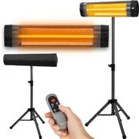 Heidenfeld Heizstrahler Infrarot-Heizstrahler IH100 mit Stativ & Fernbedienung, 3 J. Garantie, 2500 W, Heizstrahler Terrasse, Heizung Wintergarten, Heizung elektro