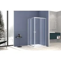 welltime Eckdusche Trento, BxT: 90x90 cm, Einscheibensicherheitsglas, 180cm Höhe mit robustem Rollensystem und bis zu 20mm Verstellbereich