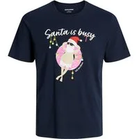 Jack & Jones Rundhalsshirt Jack&Jones Übergrößen Xmas T-Shirt navy JJCHRISTMAS