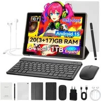 Happybe 10 Zoll, 64GB, Android 15/16, mit Tastatur Hülle Set, WiFi 6, BT 5.4 Tablet (10,1", 64 GB, Android 15, WiFi, Octa-Core, WiFi 6, HD 1280x800, 5000mAh Akku)