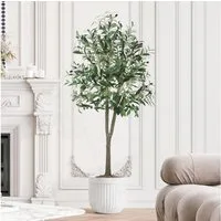 Kunstbaum Künstlicher Olivenbaum 150cm groß Deko Kunstpflanze Wohnzimmer Büro, LuxusKollektion