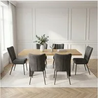 Jiexi Essgruppe Essgruppe 5/7-teilig mit ausziehbarem Esstisch und 6 Stühlen