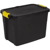 Kreher Aufbewahrungsbox "TOUGH" 60 Liter in Schwarz mit abschließbarem Deckel