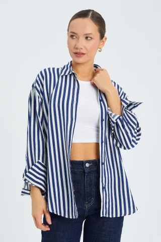 Gestreifte Langarm-Hemdbluse