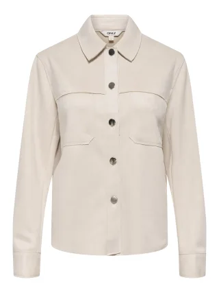 ONLY - ONLMIRA L/S FAUX SUEDE SHIRT PNT NOOS Pumice Stone - Gr. - S