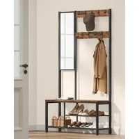 VASAGLE Garderobenständer Garderobe, Spiegel, Schuhregal mit Sitzfläche