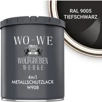 WO-WE Metallschutzlack 4in1 Metalllack Metallfarbe Metallschutzfarbe W908, 0.75L - 2,5L, Außenbereich