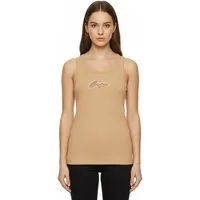 BOSS ORANGE Ripptanktop Ematite Stonebadge Premium Damenmode mit aufgesticktem Logo, glitzernd