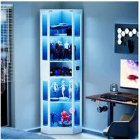 BBG Glasvitrine 5-stöckige LED-Glasvitrine mit Bewegungssensor, Glastüren & Stauraum Vitrinenschrank für Figuren, Sammlungen & Deko, 165 cm