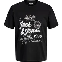 Jack & Jones Rundhalsshirt Jack&Jones Übergrößen T-Shirt schwarz JJLARRI Print